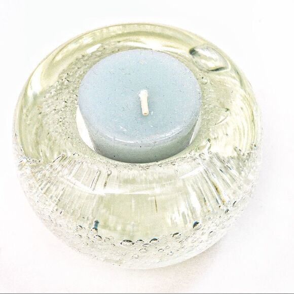 VTG Clear Blown Glass Bubbles Votive Candle Holder - Picture 8 of 10